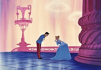 Cinderella meeting the Prince at the ball in the 1950 version of Cinderella
