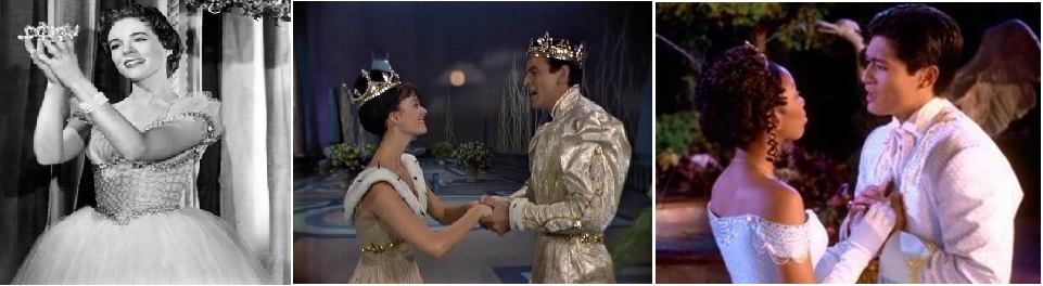 Three television renditions of Rodgers & Hammerstein's Cinderella musical. Julie Andrews in 1957, Lesley Ann Warren in 1965, and Brandy in 1997.