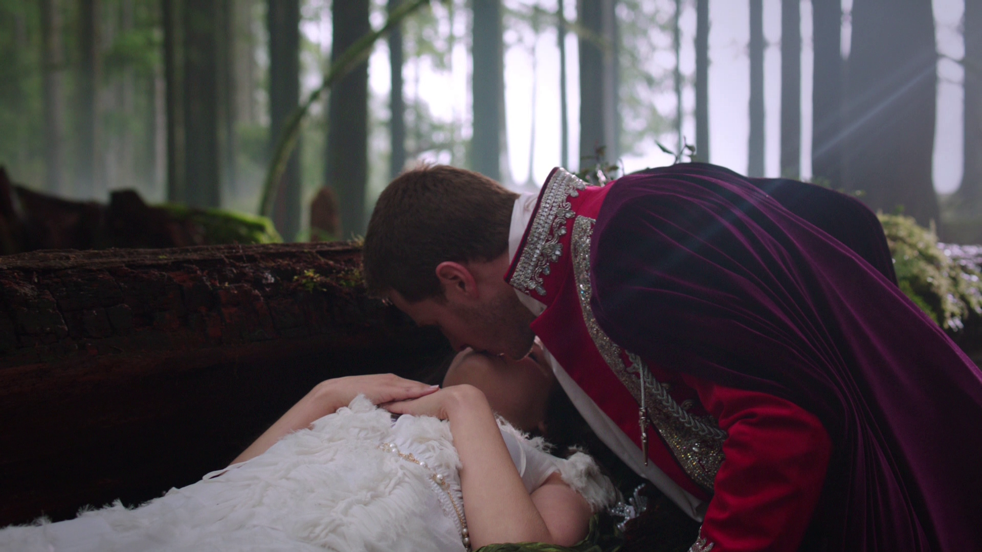 Prince Charming wakes Snow White with a kiss in the first minute of OUAT's pilot episode.